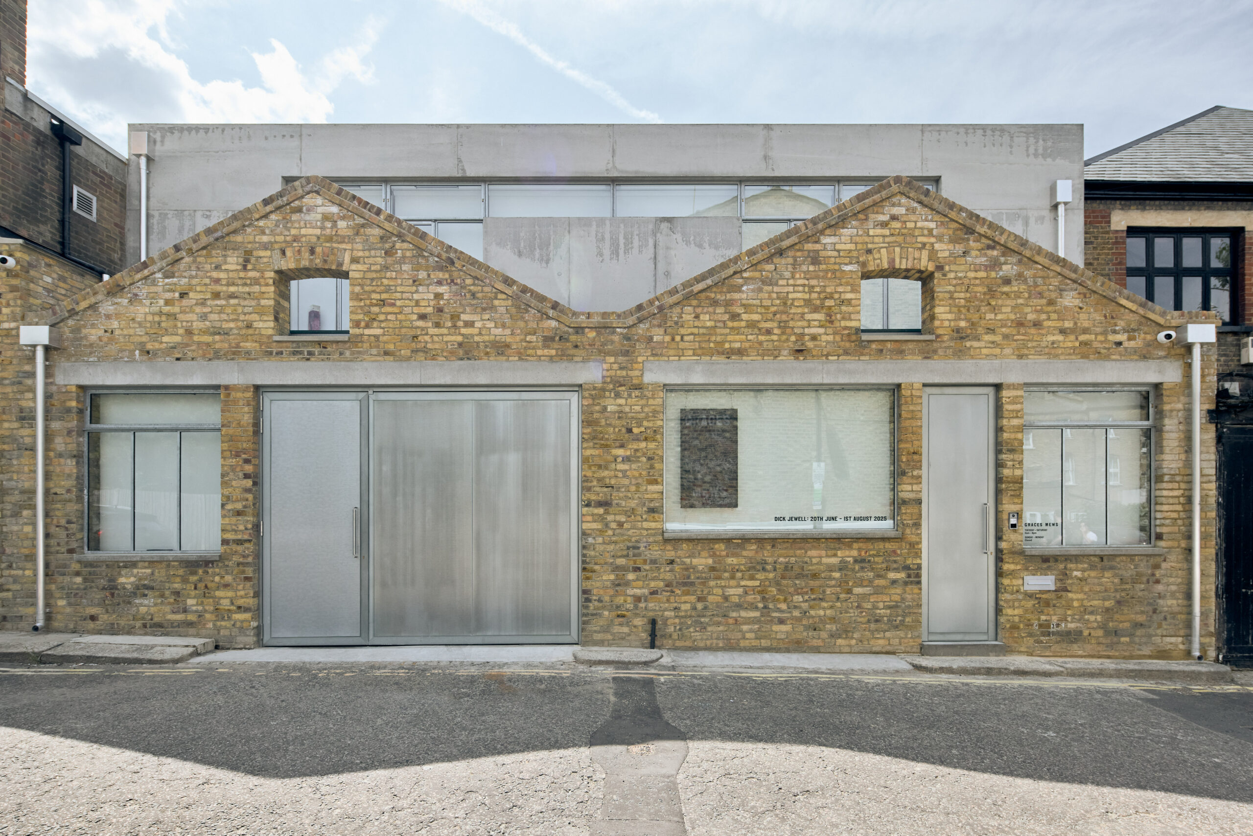Street facade of Graces Mews Gallery, Camberwell. 